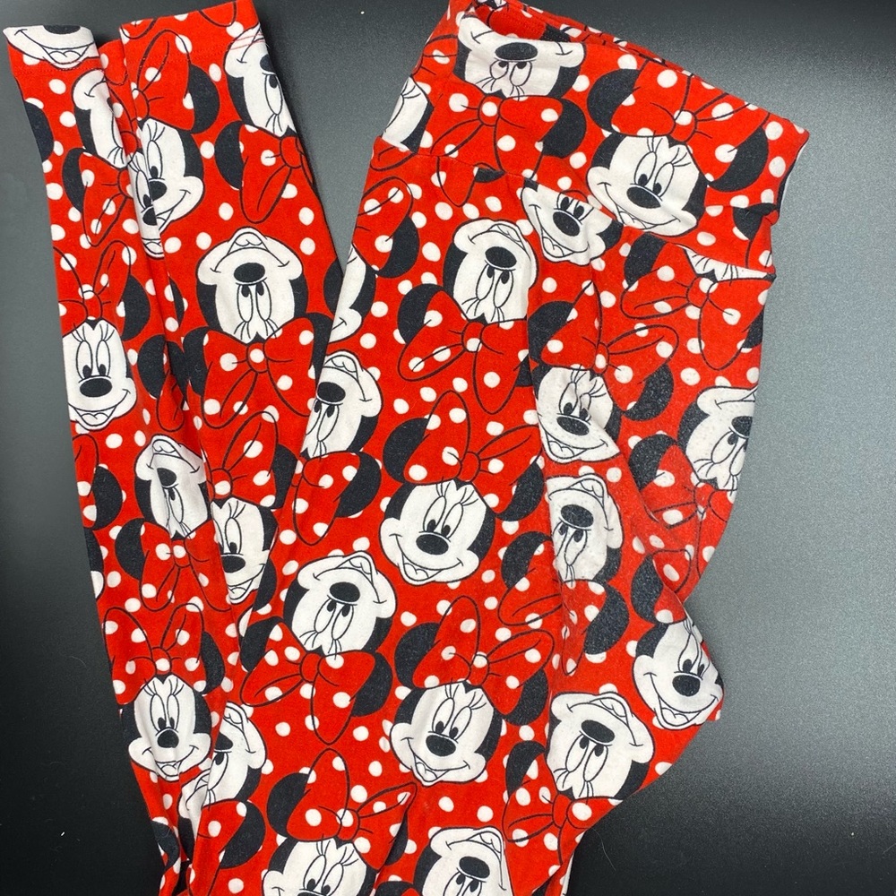 Red Minnie Mouse Head Lularoe Leggings
